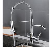 Filtro dell'acqua da cucina a 3 vie Tocca a 360 ° Miscelatore di lavandino per estrazione per tiri in acciaio inossidabile spazzolato 1 foro perfetto per l'acqua potabile e facile