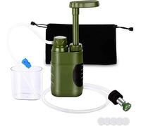 Filtro dell'Acqua, Filtro dell'Acqua con Pompa A Mano 0,01 Micron, 4 Stadi di Filtraggio, Pompa dell'Acqua Filtrata Portatile Dispositivo di Sopravvivenza per Purificatore d'Acqua D, ArmyGreen
