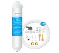 Filtro dell'acqua in linea per macchina del ghiaccio e frigorifero, include una linea dell'acqua da 1/4" e raccordi a pressione per collegare, ideale per fabbricatori di ghiaccio, frigorifero, sistema