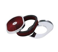 Filtro dell'aria cromato ovale ad alto flusso da 12"x2", per GC Chevy Fo-rd Do-dge(Red)