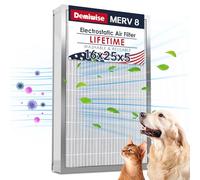 Filtro dell'aria elettrostatico riutilizzabile, 16 x 25 x 5, filtro per forno AC/HVAC in alluminio MERV 8, Honeywell FC100A1029, Lennox X6670, Carrier, Bryant aumenta il flusso d'aria (dimensioni