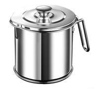 Filtro dell'olio da cucina in acciaio inox con coperchio, beccuccio a prova di perdite per conservare e versare l'olio da cucina in modo sicuro a casa (S)