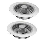 Filtro di scarico per lavello da cucina 3 in 1, 2 pezzi, universale, in acciaio inox, con filtro anti-intasamento, per filtro di scarico standard statunitense da 3-1/2 pollici