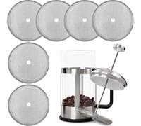Filtro di Sostituzione Pressa Francese a Rete Filtri a Rete Acciaio per Caffe Schermo 4 Pollici Filtro a Rete Riutilizzabile per 8 Tazze/ 34 OZ/ 1000 ml Maker di Caffè Tè a Pressa Francese(6 Pacchi)