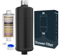 Filtro Doccia a 32 Stadi con Vitamina C, MEKO Filtro Anticalcare per Acqua Dura, Filtro di Purificazione Multistadio per Eliminare Calcare, Cloro Residuo e Proteggere Pelle/Capelli (Nero)