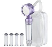Filtro doccia portatile da viaggio, doccetta portatile, 3 modalità di spruzzo con purificazione dell'acqua multifunzione per pioggia delicata, massaggio a impulsi e flusso misto (H)