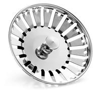 Filtro e tappo per lavello da cucina, 84 mm, in acciaio inox, per cucina, bagno, cattura peli di cibo, previene intasamenti e cattivi odori