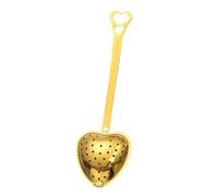 Filtro for tè a forma di cuore con manico, in acciaio inox, colino a forma di cuore, infusore, accessori da cucina(1PCS-Gold)