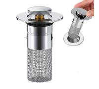 Filtro Lavello Cucina e Tappo - Design 2 in 1 in Acciaio e Rame | Piletta Pop-Up Universale (34-40mm) per Bagno, Cestello Anti-Intasamento, Anti-Odore, Installazione Rapida