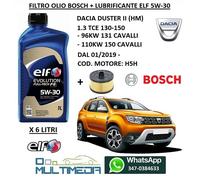 FILTRO OLIO BOSCH E ELF 5W30 DACIA DUSTER II 1.3 TCE 130 150 96KW 131 CV 110KW