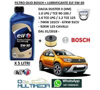 FILTRO OLIO BOSCH E OLIO ELF 5W30 DACIA DUSTER II 1.0 1.2 TCE LPG 101 91 125 CV