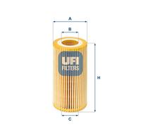 UFi Filtro olio 25.039.00 – Cartuccia per Volvo S40 II, Ford, Volvo Penta