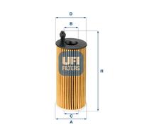 UFI Filters, Filtro Olio 25.142.00, Filtro Olio per Ricambio, Adatto a Auto, Applicabile su Diversi Modelli BMW, BMW Alpina, Mini, Toyota