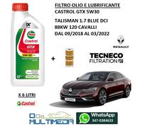 FILTRO OLIO E OLIO CASTROL GTX RN17 5W30 RENAULT TALISMAN 1.7 DCI 88KW 120 CV
