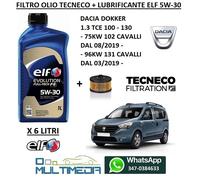 FILTRO OLIO E OLIO ORIGINALE ELF 5W30 DACIA DOKKER 1.3 TCE 75KW 102 CV 96KW 131