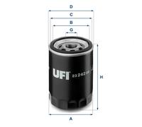UFI Filters, Filtro Olio 23.242.00, Filtro Olio per Ricambio, Adatto a Auto, Applicabile su Diversi Modelli Ford e Mazda