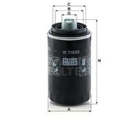 MANN-FILTER filtro olio W719/53 avvitamento diametro 76 altezza 143 mm