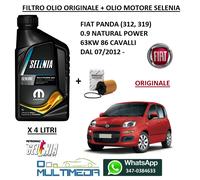 FILTRO OLIO MOTORE SELENIA MULTIPOWER GAS 5W40 FIAT PANDA 0.9 NATURAL POWER 86CV
