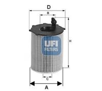 Filtro olio UFI 25.142.00 per BMW Série 3 2.0 320 d