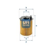 UFI Filters, Filtro Olio 25.187.00, Filtro Olio per Ricambio, Adatto ad Auto, Applicabile su Diversi Modelli come Citroen, Ds Automobiles, Opel, Peugeot, Toyota e Vauxhall
