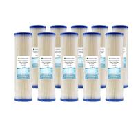 Filtro per acqua a sedimenti pieghettato standard da 25,4 cm, 20 micron, 25,4 x 6,3 cm, filtro lavabile per prolungare la durata, adatto a alloggiamenti standard da 25,4 cm (confezione da 10)