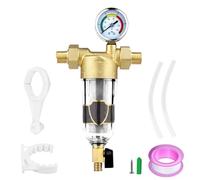 Filtro per Acqua con Manometro, Prefiltro per Impianto Idrico Domestico da 1 Pollice Filtro per Acqua Domestica Collegamento Domestico Prefiltro per Sedimenti a Centrifuga Filtro Anti-Riflusso