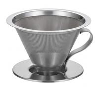 Filtro per caffè in acciaio inossidabile Versare sopra il gocciolatore per caffè Filtro metallico riutilizzabile a doppio strato con manico e base antigoccia - Cono senza carta per tutte le dimensi