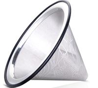 Filtro per Caffè Pour Over - Gocciolatore per Caffè Riutilizzabile in Acciaio Inox con Base Larga in Metallo - Compatibile con Chemex Bodum e altre caffettiere