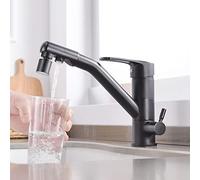Filtro per lavello da cucina a 3 vie, 2 modalità, 3 in 1, miscelatore per acqua calda e fredda, farina d'avena, filtro nero per acqua potabile, ideale per uso domestico e in cucina