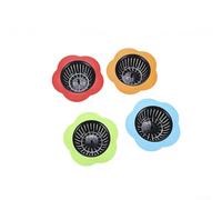 Filtro per lavello da cucina a forma di fiore, confezione da 4, in plastica, per bagno, doccia, lavastoviglie, set di raccolta detriti multicolore, rosso, arancione, verde, blu (1)