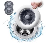 Filtro per Lavello, Universale 3-in-1 Filtro a cestello per lavello, Filtro per Lavello da Cucina Inox, Pop-Up Tappo Filtro per Lavello da Cucina, con 2 cestello, per Cucina lavello (76-81mm).