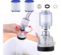 Filtro per rubinetto lavello girevole a 360° con 2 elementi filtranti, purificatore d'acqua con 3 modalità regolabili a prova di spruzzi, filtro potenziatore, aeratore per rubinetto a risparmio