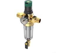 Filtro per sedimenti riutilizzabile con regolatore di pressione dell'acqua e manometro, per connessioni da 1/2 3/4 e 1 pollici, in acciaio inox dorato (3/4")