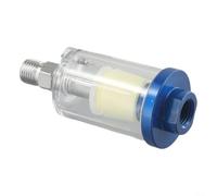 Filtro per sifone per olio, 1-7 bar, per pistole | Visual per ciotola trasparente, monitora i livelli di umidità, valvola a molla, previene l'acqua, corpo blu trasparente