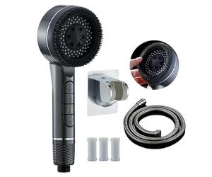 Filtro per soffione doccia ad alta pressione a risparmio idrico, 3+1 modalità di getto a spruzzo, interruttore di pausa dell'acqua, set universale per tubo flessibile e 3 filtri