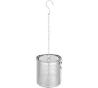 Filtro per Spezie in Acciaio Inox, Cestello Separa Residui | Gancio Antiscivolo e Catena Integrata, Finitura Argento, per Cucina Domestica e Uso Quotidiano