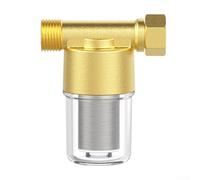 Filtro per tubi dell'acqua in ottone con connessione da 1/2 pollici, elemento filtrante in acciaio inossidabile da 40 μm, alloggiamento trasparente per scaldabagno domestico, impianto idraulico per