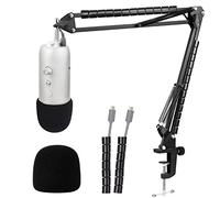 Filtro pop for microfono in schiuma for microfoni da 2,5 pollici | Copertura in schiuma nera da 2,5 pollici: riduce il rumore for podcast e voci fuori campo(Mic-Stand)