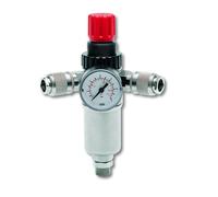 Filtro riduttore 1/2" con manometro e 2 rubinetti rapidi pressione 12 Bar AIREX