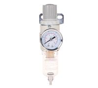 Filtro Riduttore di Pressione per Aria Compressa da 1/4", Separatore d'Acqua e Olio per Compressore con Manometro e Raccordi Rapidi, Regolatore di Pressione per Utensili Pneumatici e Verniciatura