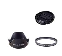 Filtro UV da 49 mm + copriobiettivo anteriore + paraluce a fiore, for obiettivo for Nikon D5600 D5500 D5300 D7500 D3400 D3300 D750 D5 e AF-P 18-55 mm