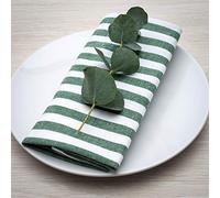 FILU Confezione da 8 tovaglioli verde scuro/bianco a righe (colore e design a scelta), 45 x 45 cm, tovagliolo in tessuto 100% cotone in stile rustico scandinavo