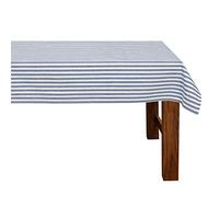 FILU - Tovaglia, 100% cotone, Blu scuro/strisce bianche., 140 x 220 cm