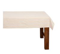 FILU - Tovaglia, 100% cotone, Strisce beige/bianche., 130 x 220 cm