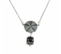Filu & Trama, Collana sarda pintadera nuragica su coccu onice argento brunito gioiello Sardegna