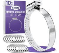 Filzada® 10x Fascette Stringitubo Inox 50-70 mm - Fascette Metalliche Stringitubo Inox per Piscina, Lavatrice e Molto Altro Ancora