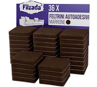 Filzada® 36x Feltrini autoadesivi - 25 x 25 mm quadrato - Marrone - Feltro professionale per mobili scivola con potere adesivo ideale