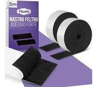 Filzada® 5 m Stretch Adesivo 50 mm NERO - Feltro Adesivo Forte - Adesivi Strappo - Hook And Loop Tape - Nastro Biadesivo per Zanzariere - Autoadesivo Nastro