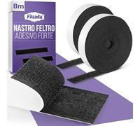 Filzada® 8 m Stretch Adesivo 20 mm NERO - Feltro Adesivo Forte - Adesivi Strappo - Hook And Loop Tape - Nastro Biadesivo per Zanzariere - Autoadesivo Nastro