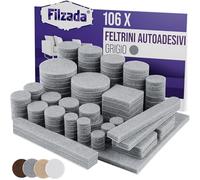 Filzada® Set di 106 feltrini autoadesivi (rettangolari e rotondi) - grigio - feltrini professionali per mobili in feltro con forza adesiva ideale